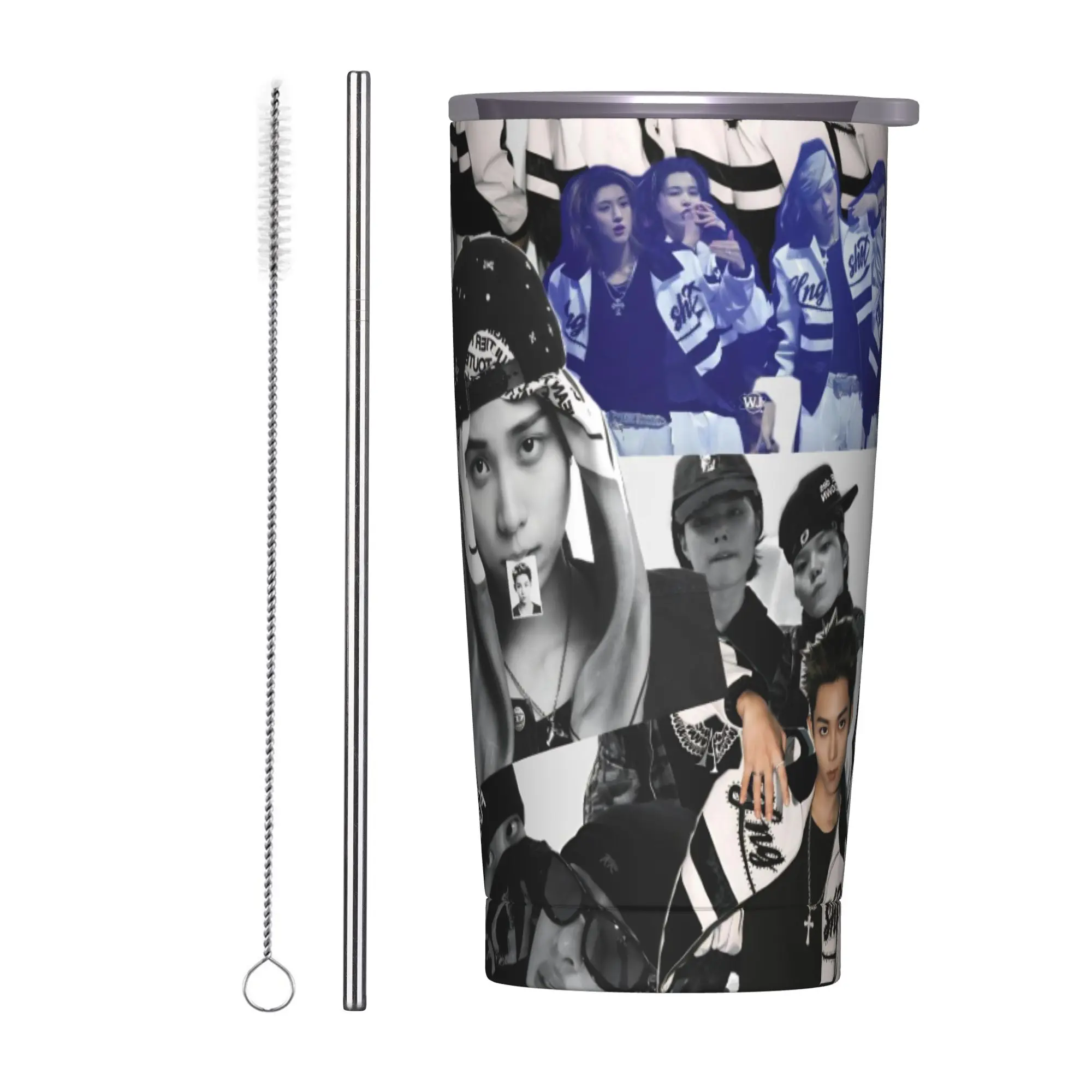 Kpop Group Lngshot  Insulated Tumbler with Lid  Vacuum Thermal Mug Double Wall Car Bottle Cups 20oz