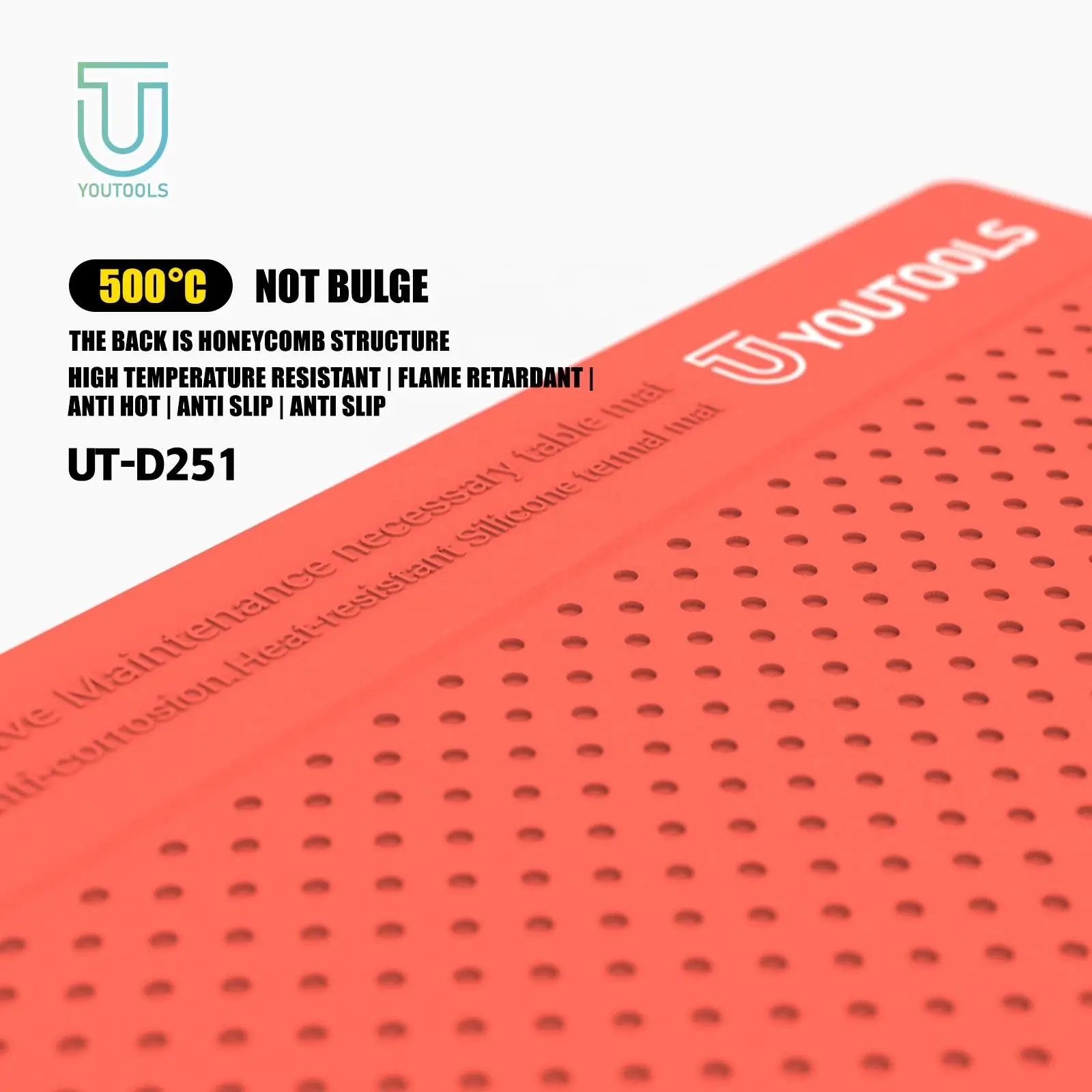 YOUTOOLS Silicone Soldering Non-slip Mat ESD Antistatic Heat Insulation Electronics Phone Repair Working Platform Pad UT-D251