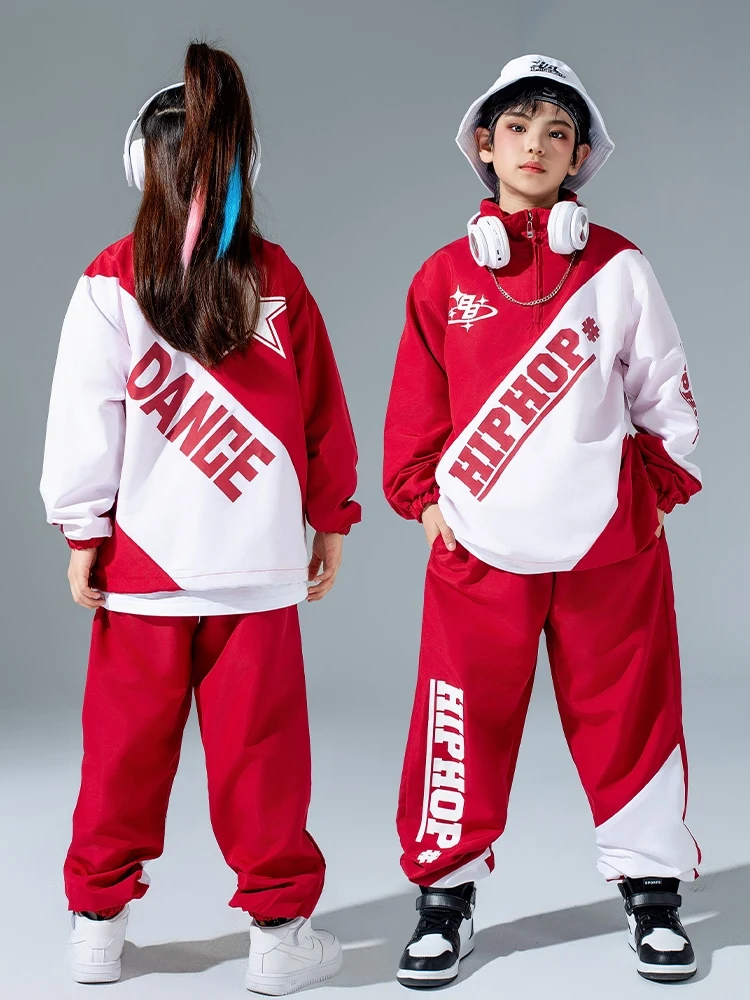 2024 Hip Hop Dance Costumes For Kids Loose Jacket Hiphop Pants Suit Boys Girls Streetwear Jazz Performance Stage Wear DQS15762