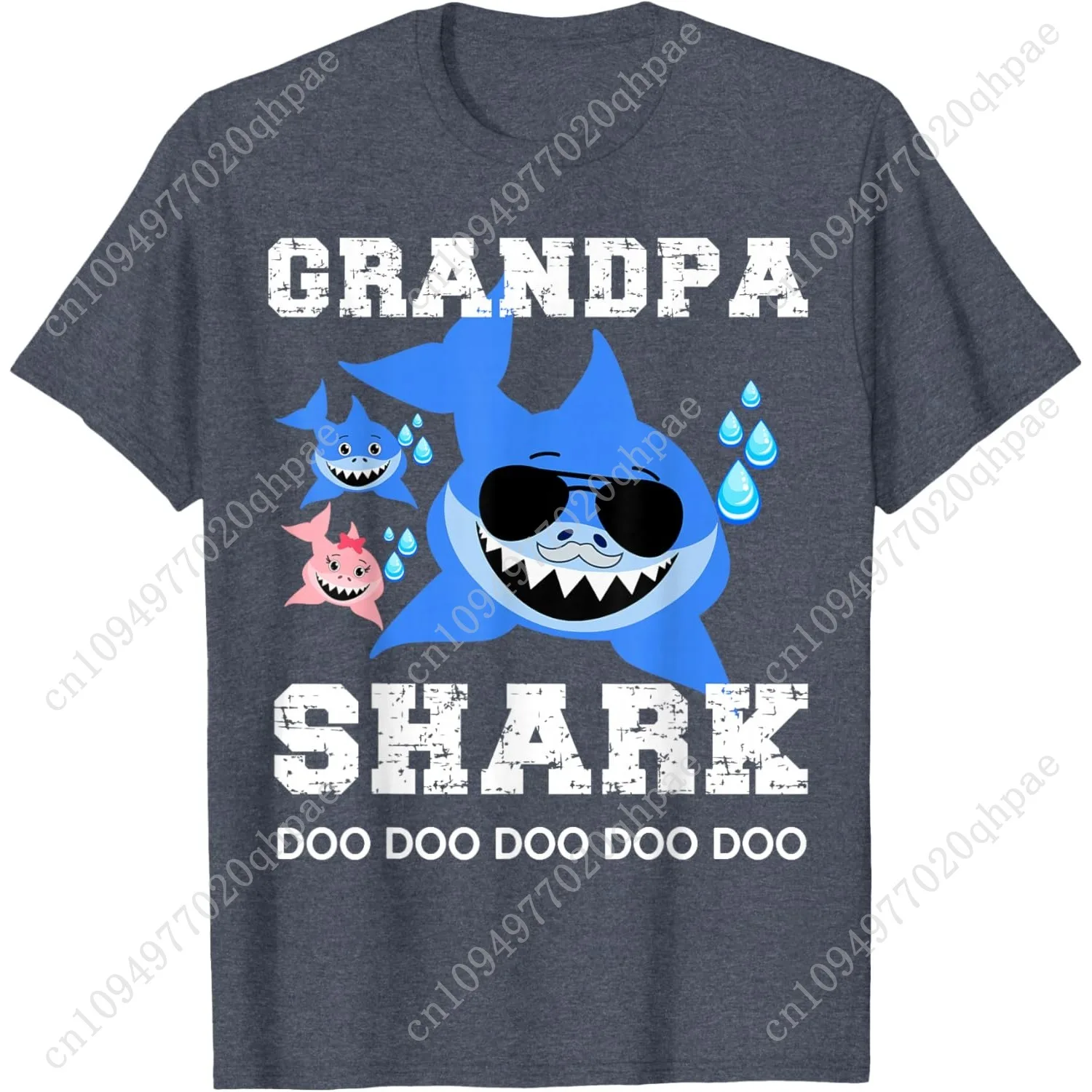 Grand-père requin hommes enfants femmes famille correspondant fête des pères T-Shirt