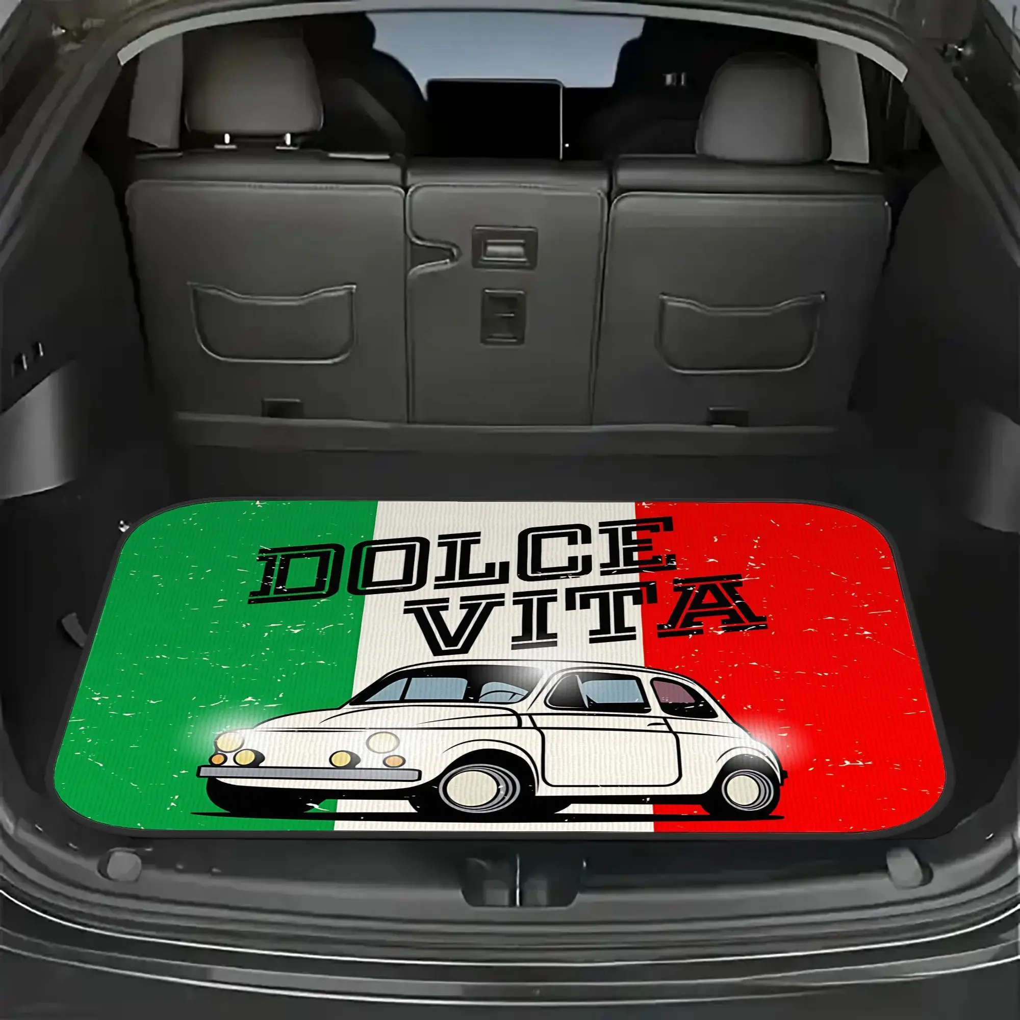 1pc Cargo Mat Liner, Vintage For FIAT 500 Design - Trunk Protector For Vehicles, Stylish Print Car Mat, Sturdy, Non-Slip, Auto T