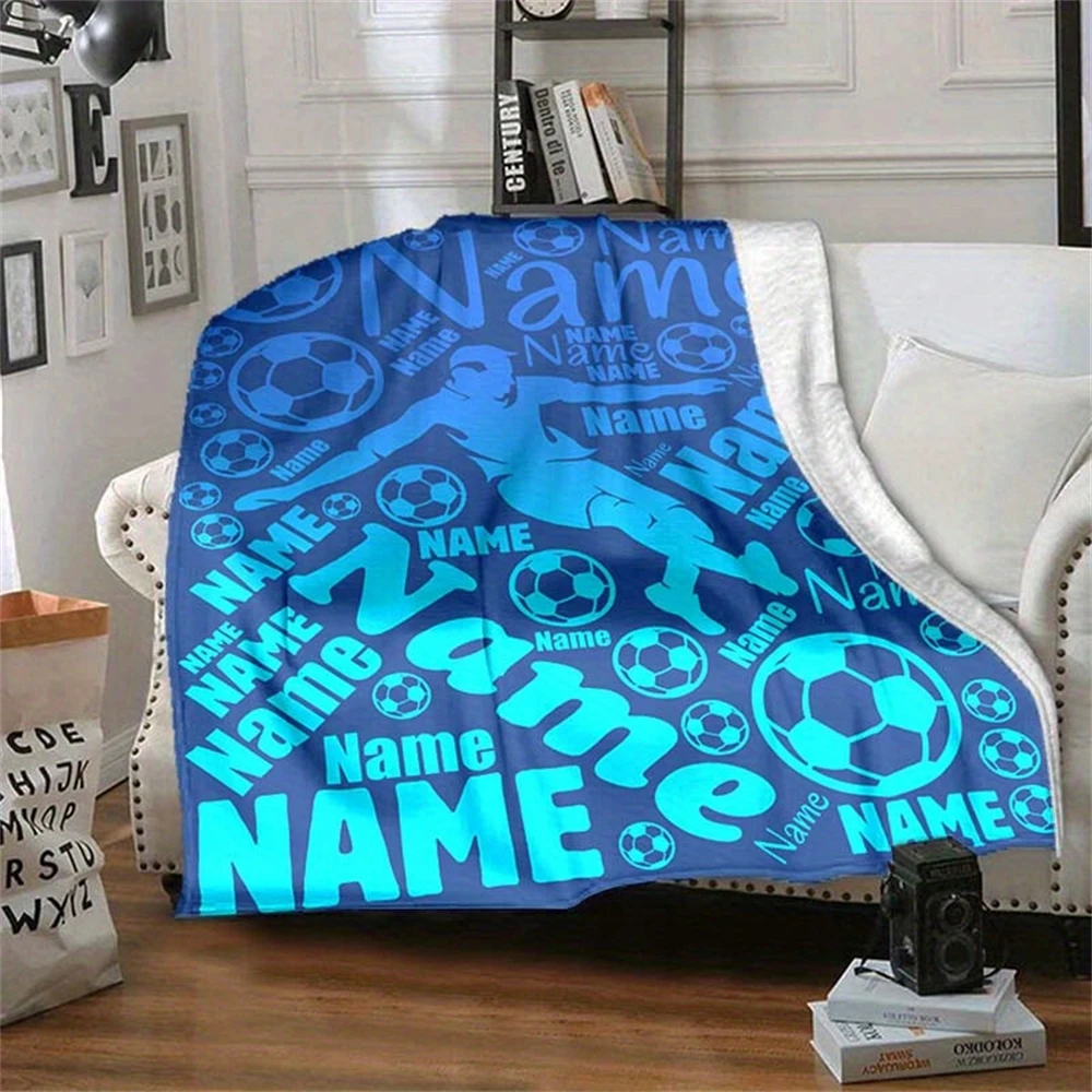 Personalized Name Flannel Blanket For Girls And Boys Customized Baby Blanket Letter Football Customized Fleece Birthday Gift