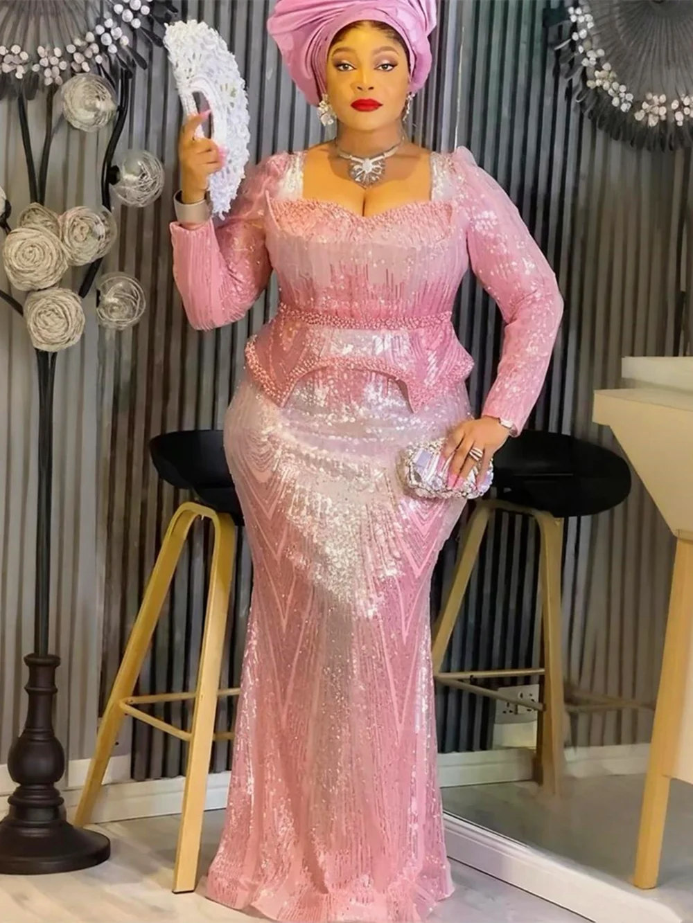 

Африканские вечерние платья больших размеров для женщин 2026 Новая мода Дашики Анкара с блестками Свадебные платья Элегантное мусульманское платье макси в Турции