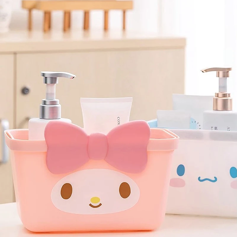 Kawaii Sanrios Storage Basket Cartoon Cinnamoroll Hello Kitty My Melody Hand Snack Shopping Basket Anime Wash Baskets