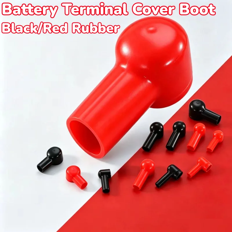 Black/Red Rubber Battery Terminal Cover Boot Insulating Protective Lug Cap Battery Positive And Negative Pole Plastic Sleeve