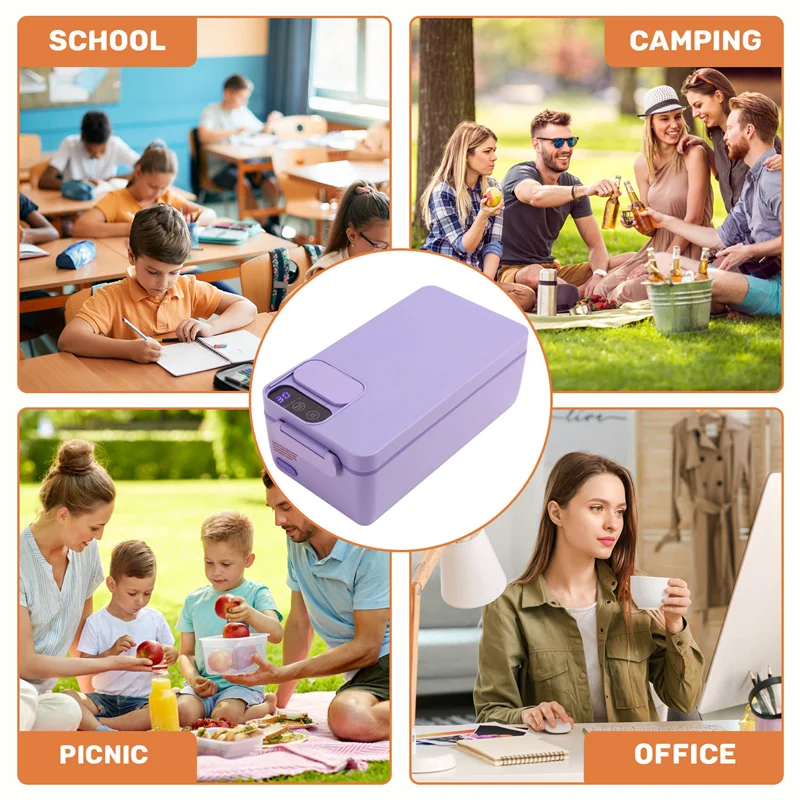 

ABUP-Heated Lunch Box Electric Lunch Box Self Heating Lunch Box Cordless Rechargeable 304 Food-Grade Stainless Steel 1L
