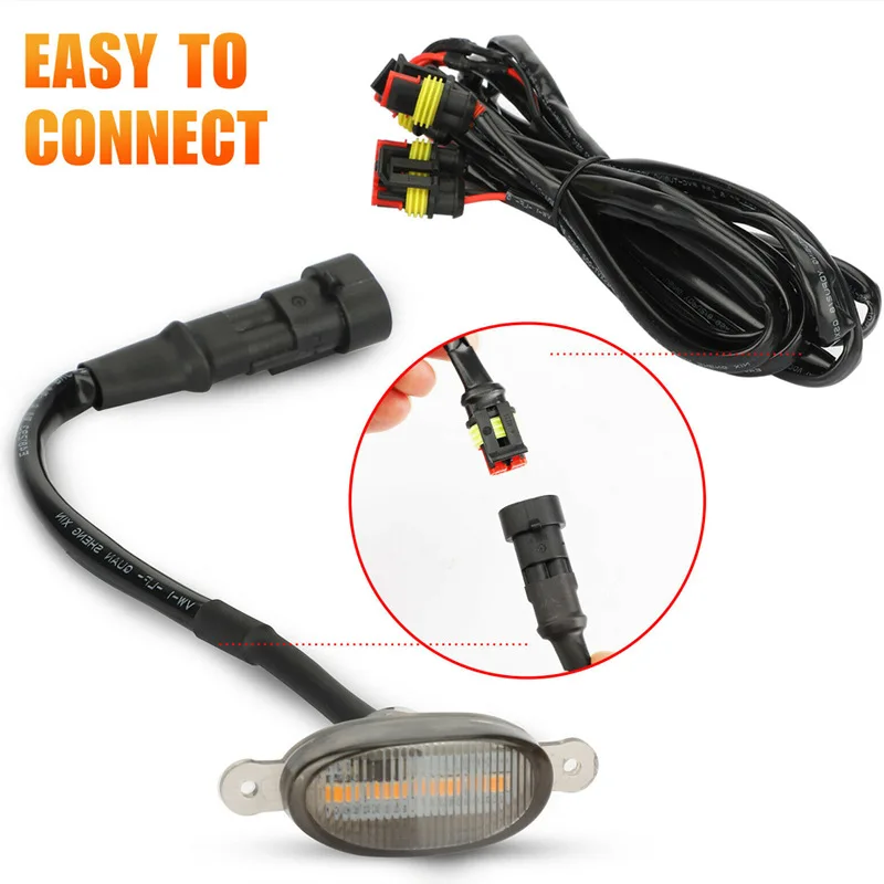 4Pcs Smoked Lens Amber Car Front LED Grille Light DRL With Wire Harness for Ford F150 F250 F350 Raptor Front Grille 12V