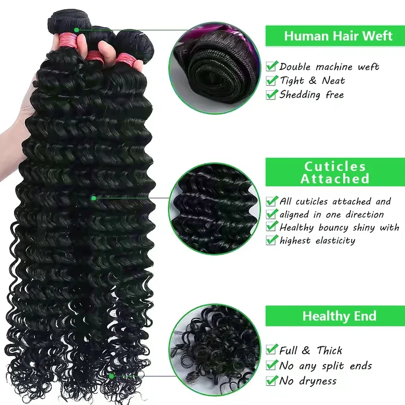 Burmese Curly 30 40 Inch Loose Deep Wave 1 3 Raw 100% Human Hair Bundles Double Weft Remy Unprocessed Weave Bulk Braid Extension