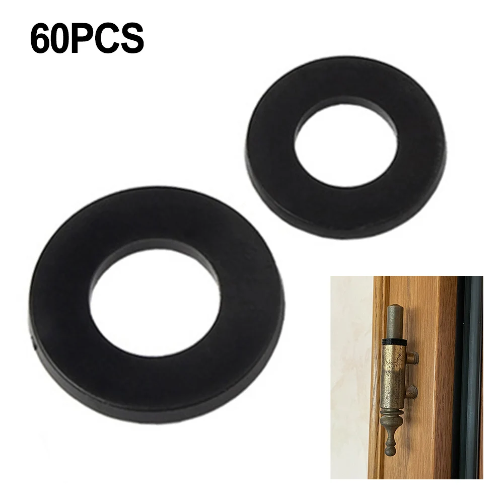 60pcs Hinge Rings Plastic Flat Washer Rings For 0.5-1.2mm Interior Door Hinges 15mmx10mm Door Top Bottom Insulation Gasket Rings