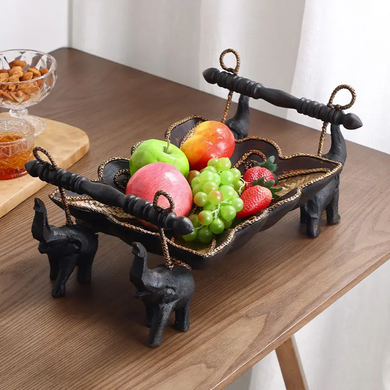 Southeast Asian desktop solid wood elephant fruit plate for living room, fruit plate for upper grade serving in living room