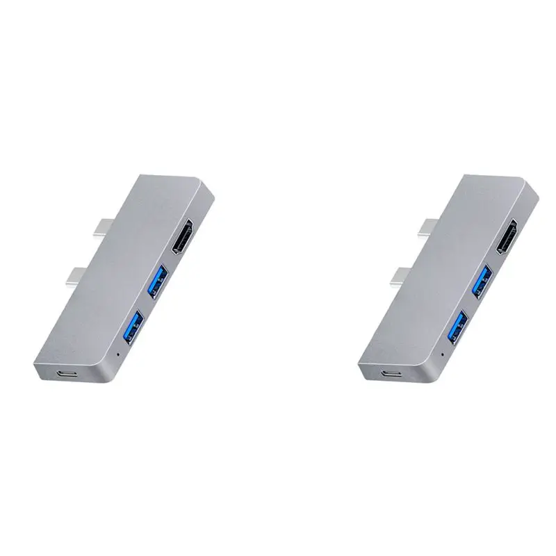 Stylish-2X For Surface Pro 8 USB C Hub, 4K -Compatible Adapter+2 USB 3.0 Reader SD/TF Card Reader Adapter For Surface Pro 8