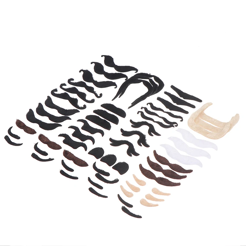 6/48 pezzi 16 stili fibra artificiale costume divertente baffi pirata Halloween barba finta baffi forniture per feste