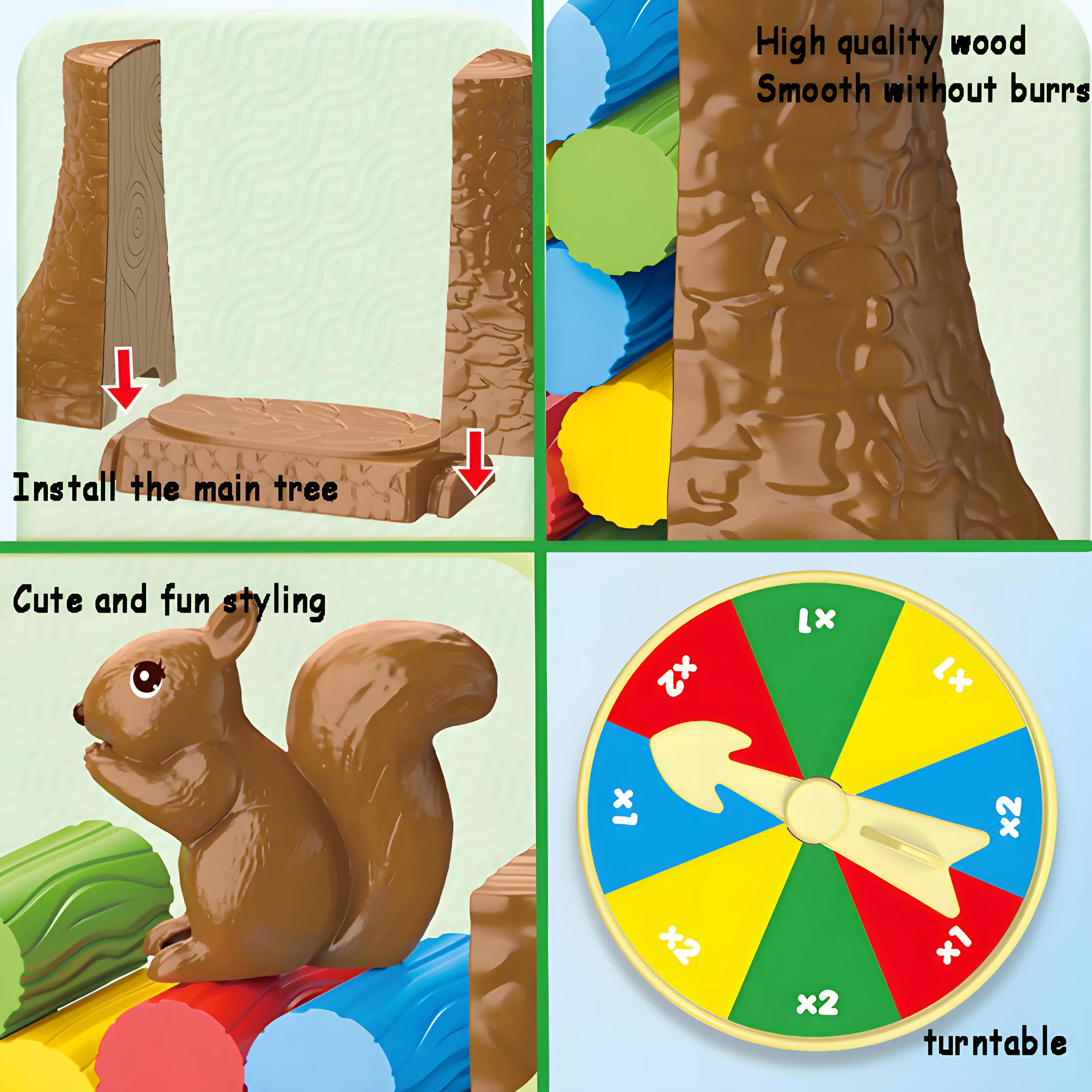 Permainan Tantangan Keseimbangan Kayu, Mainan Susun Bertema Tupai Lucu untuk Malam Permainan Keluarga & Pengembangan Keterampilan Anak