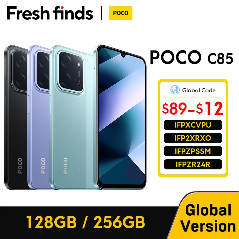 【Estreia mundial】POCO C85 Versão Global Smartphone 128/256GB Helio G81-Ultra 6000mAh bateria 6,9 "display 50MP Câmera 33W NFC
