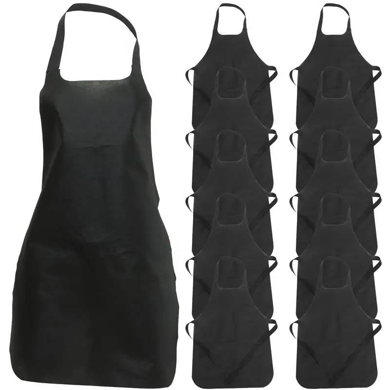 11pcs Unisex Disposable Aprons Thickened Oil Proof Antifouling Non-Woven Fabric Apron For Cooking Painting Activities New Aprons