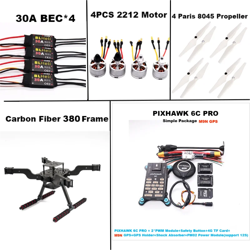 Angeltoy 6C PRO M8N/M9N/M10 GPS Open source new smart drone FLY380 380MM quadrotor upturned rack BLHELI 30A 2212 Motor