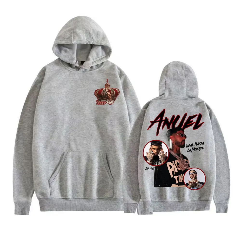 Anuel AA Real Hasta La Muerte Álbum Tour Moletons Roupas Masculinas Hip Hop Punk Harajuku Hoodies Pulôveres Conforto de Alta Qualidade