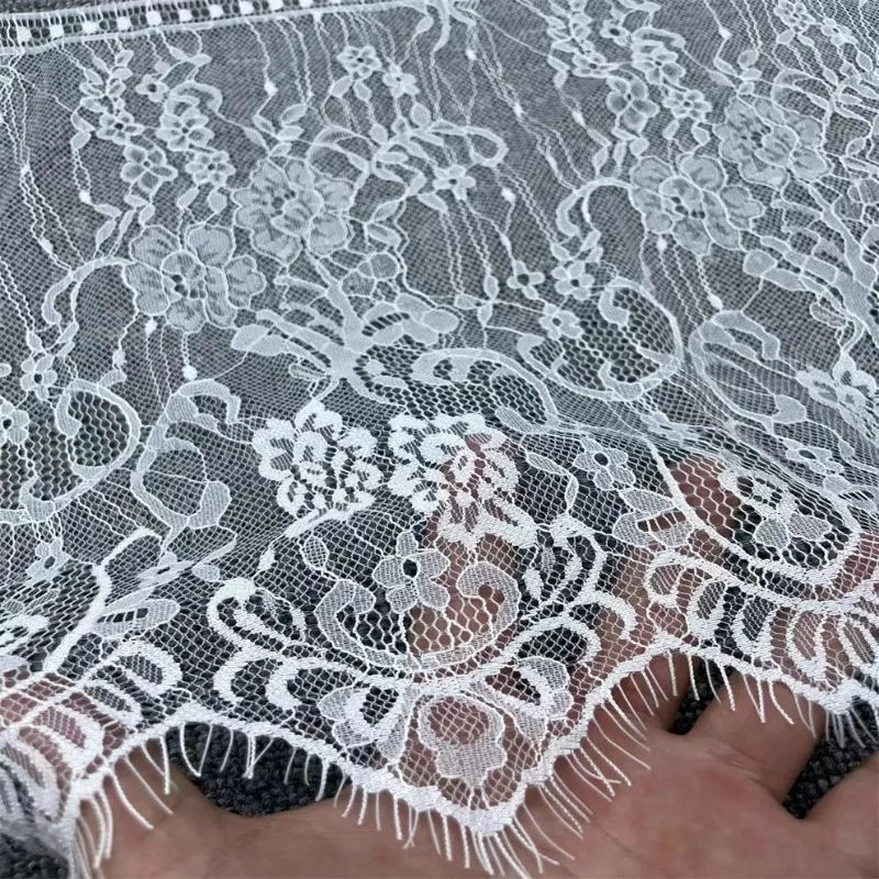 African lace fabric 2024 high quality 1yard unilateral eyelashes dresses elongated panels wedding dresses garment accessories