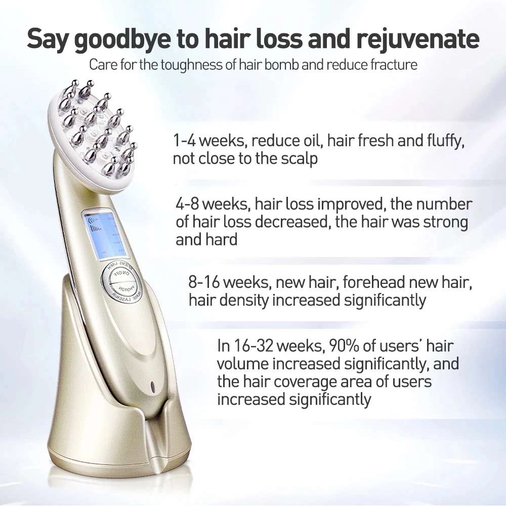 Infrared EMS Radiofrequency Vibration Electric Massage Comb Anti-Hair Loss Therapeutic Instrument Red Light Hair Care LESEN USB