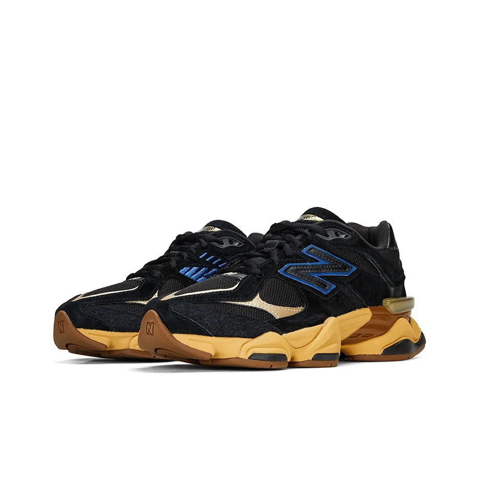 New Balance NB 9060 قماش متعدد الاستخدامات، ممتص للصدمات، متين، حذاء كاجوال منخفض القطع للرجال والنساء، أسود وأصفر #4