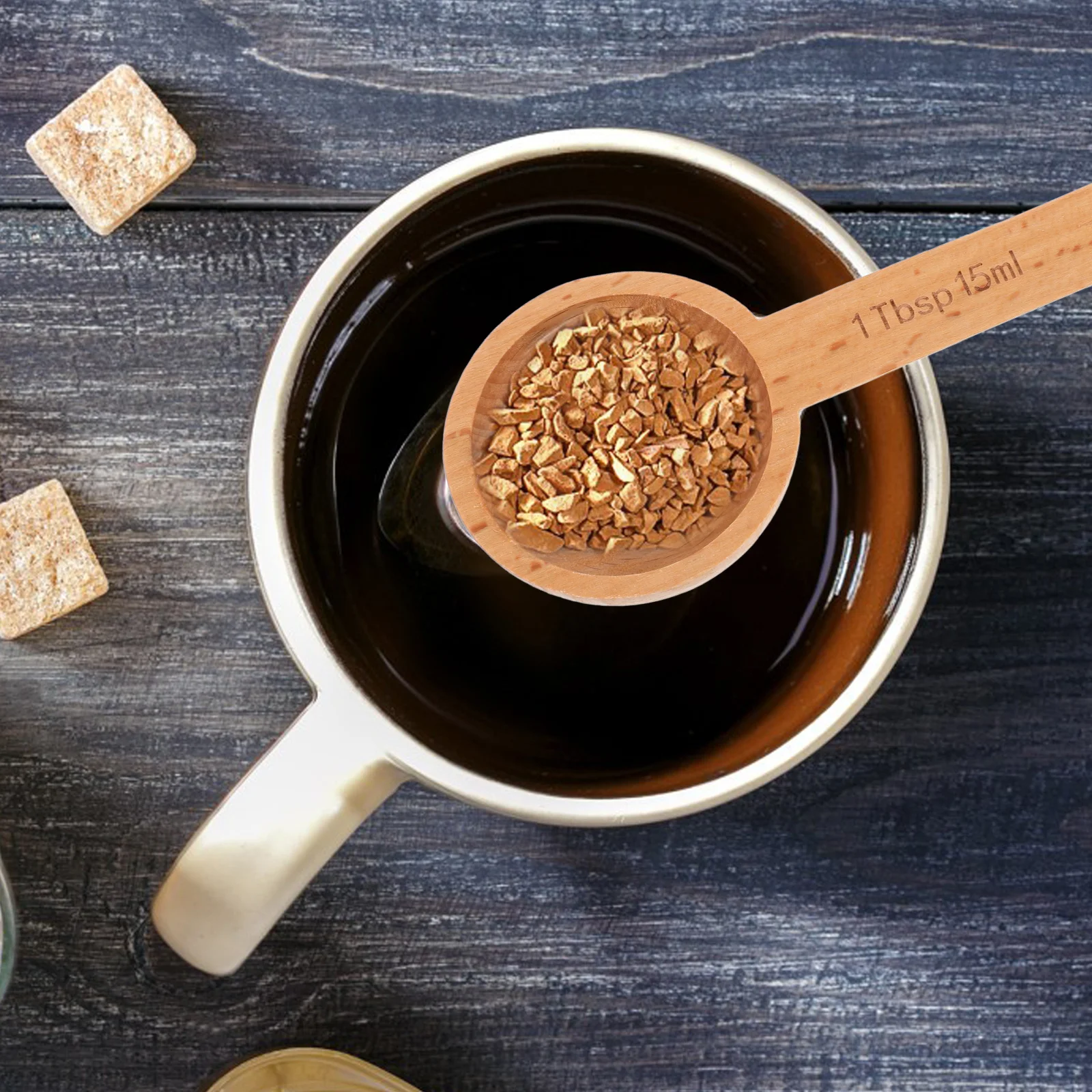 

4pcs Wooden Small Measuring Spoons Scoops 15ml Beech Measuring Spoons for Coffee Tea Kitchen Accessories Travel Size