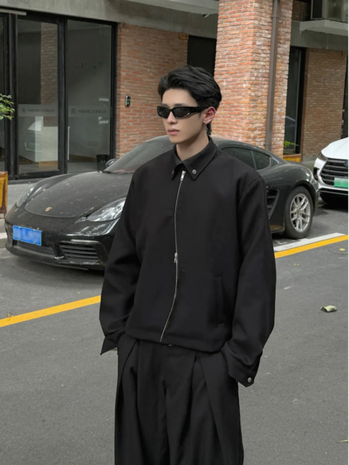 

Cleanfit ort Pilot Jaet Men's Spring Autumn Sle Pad oulder Outerwear Modern Windproof Polyester Fiber Zipper Closure