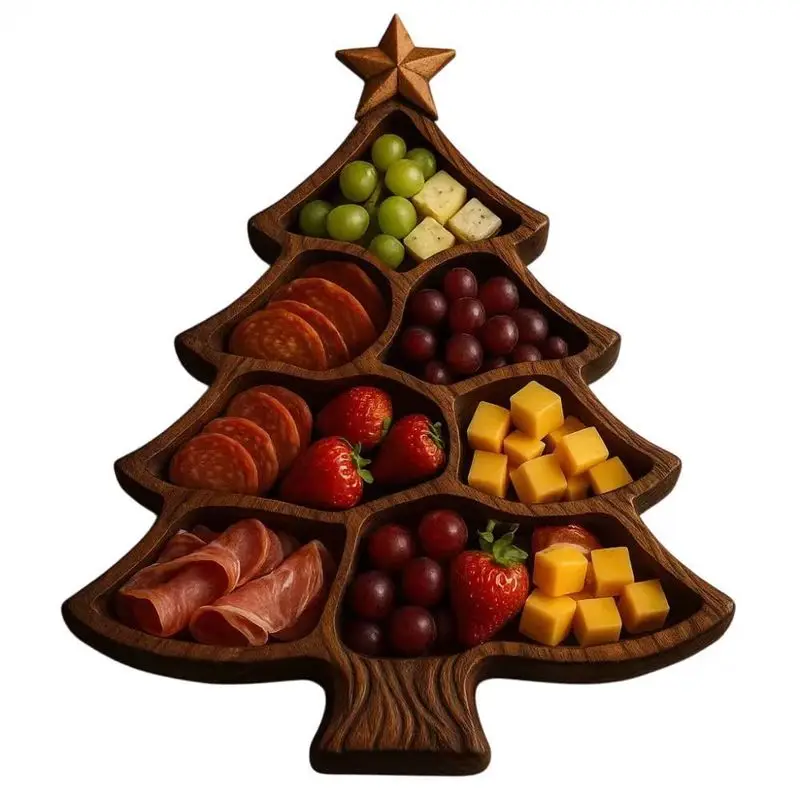 New Wooden Octopus Charcuterie Platter Multi Compartment Serving Tray For Fruit Cheese Meat Appetizer Home Kitchen Party Decor