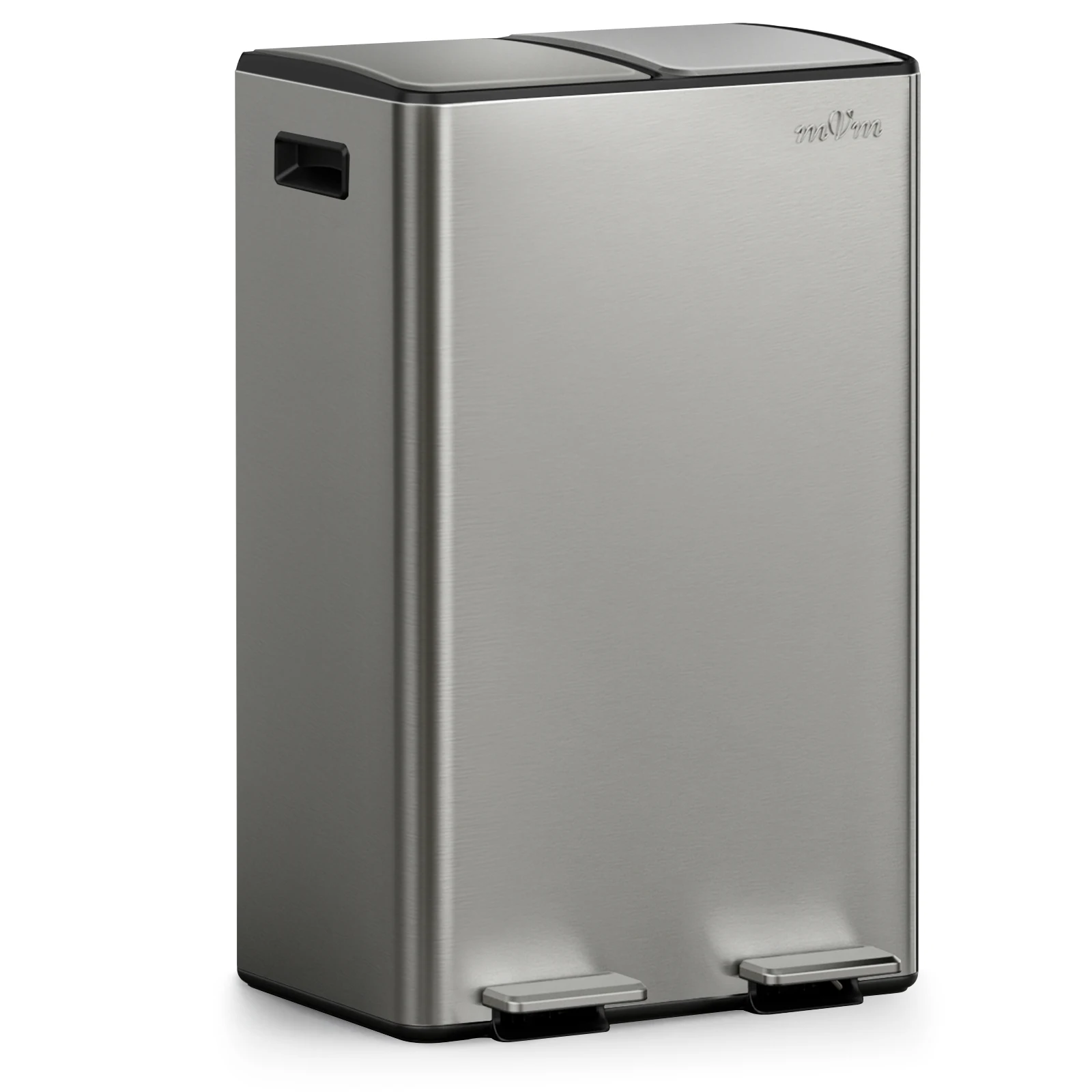 mVm Trash Can Stainless 60L/40L/45L Kitchen Step Trash Bin for Recycling Waste Sorting Soft Close Lid Double Lid
