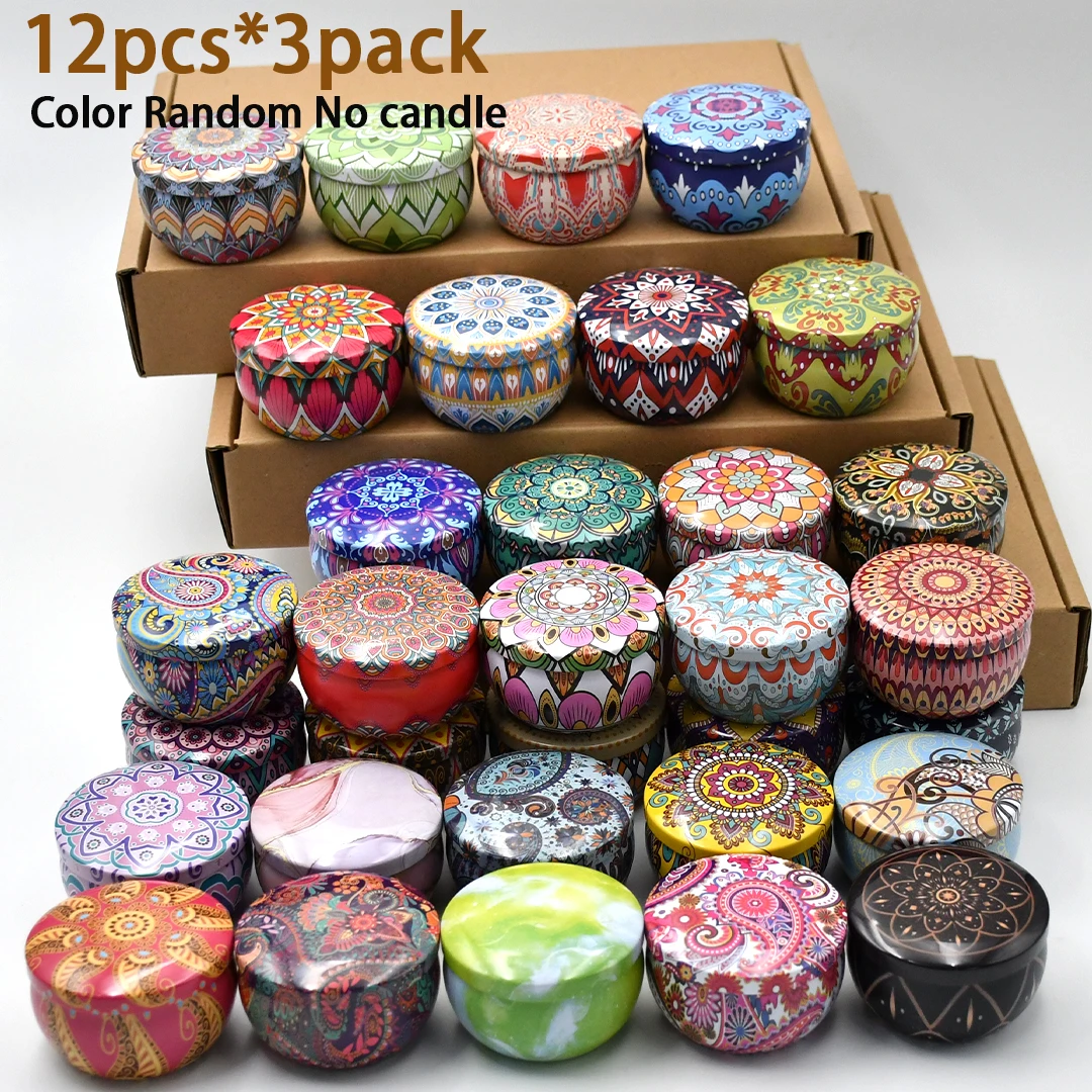 36 tarros de vela de metal con tapas: recipientes de lata con patrón floral de color, 2,2 oz para hacer velas DIY