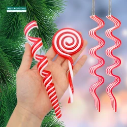 4pcs Christmas Hanging Decor Candy Cane Red White Candy Lollipop Pendant Home Party Xmas New Year Gift Children's Toys Navidad