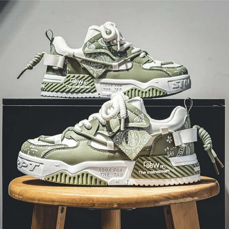 Zapatos de skate a la moda, Zapatillas de deporte para hombre, zapatos transpirables para correr, calzado informal de malla para exteriores, zapatos vulcanizados con cordones para hombre, Zapatillas