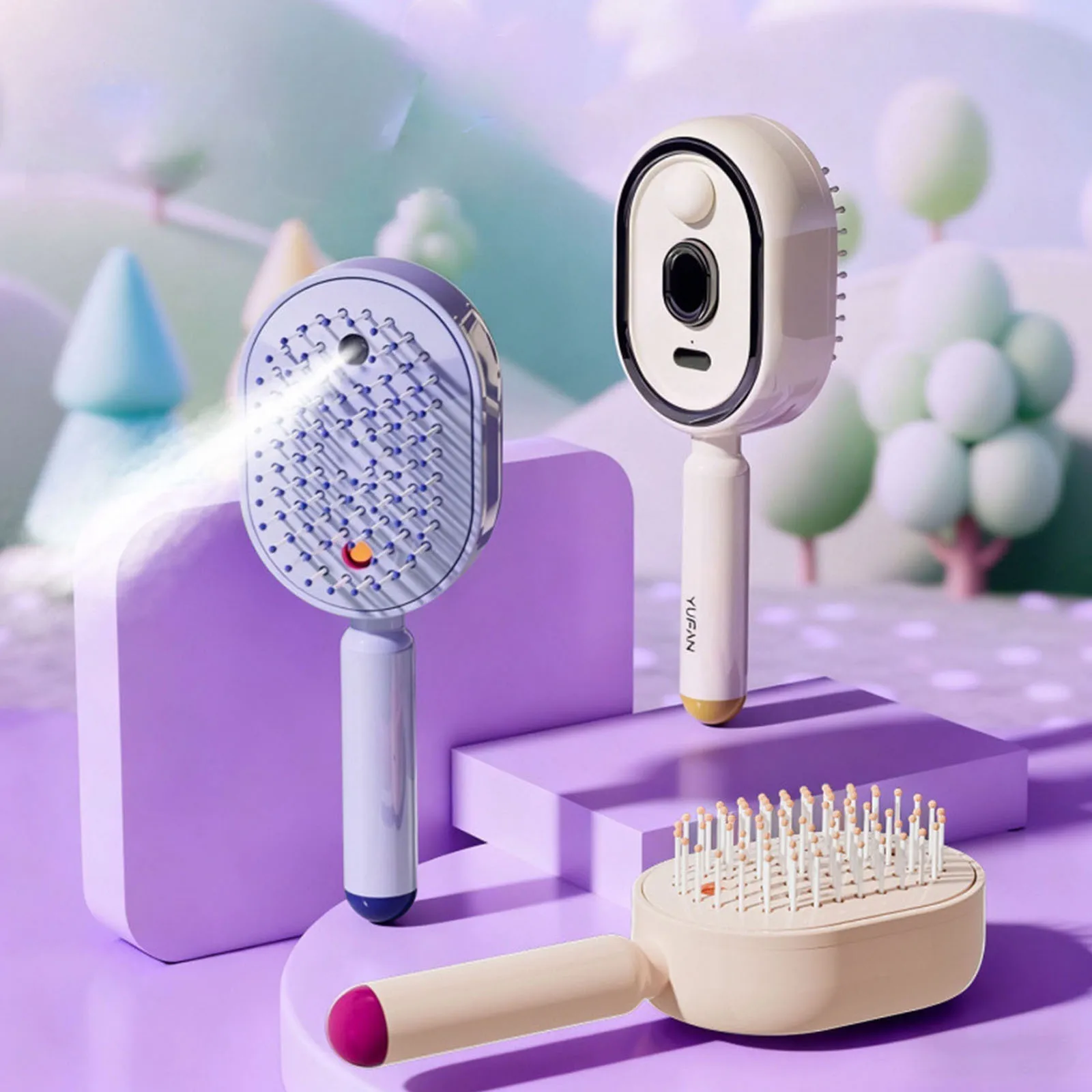 

Electric Steam Hair Brush Comb&Mist Function Simultaneously Stronger Ion Technology Less Breakage No Residue for Beautiful Hair