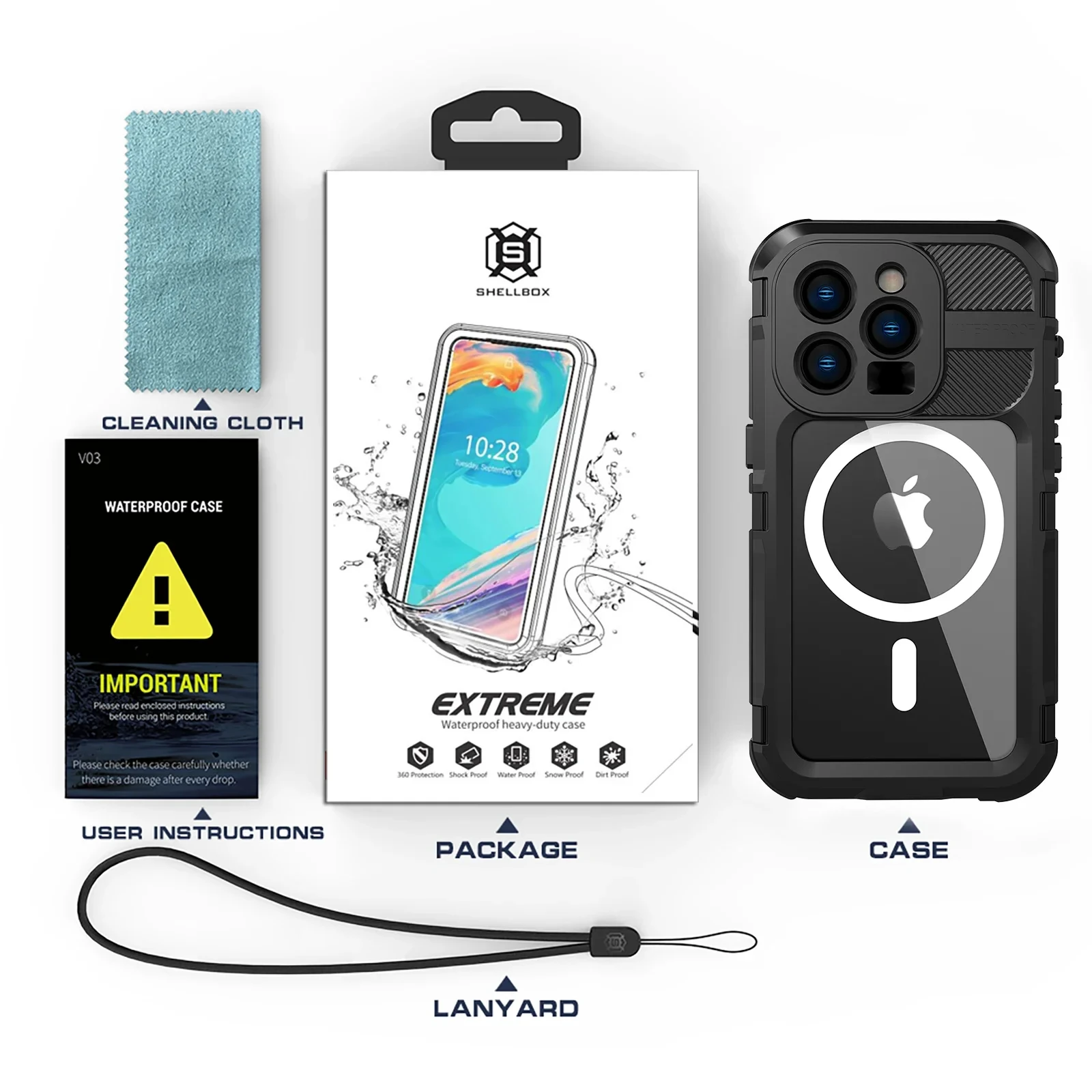 IP68 Metal Waterproof Case For iPhone 15 14 Pro Max 14 Plus Clear Full Protection Aluminum Alloy Water Proof Case For iPhone 14