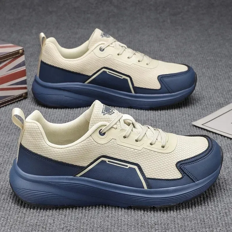 

Мужская повседневная обувь с дышащей сеткой, большой размер 46, амортизирующая противоскользящая весна-лето, удобные туфли с круглым носком на резиновой подошве