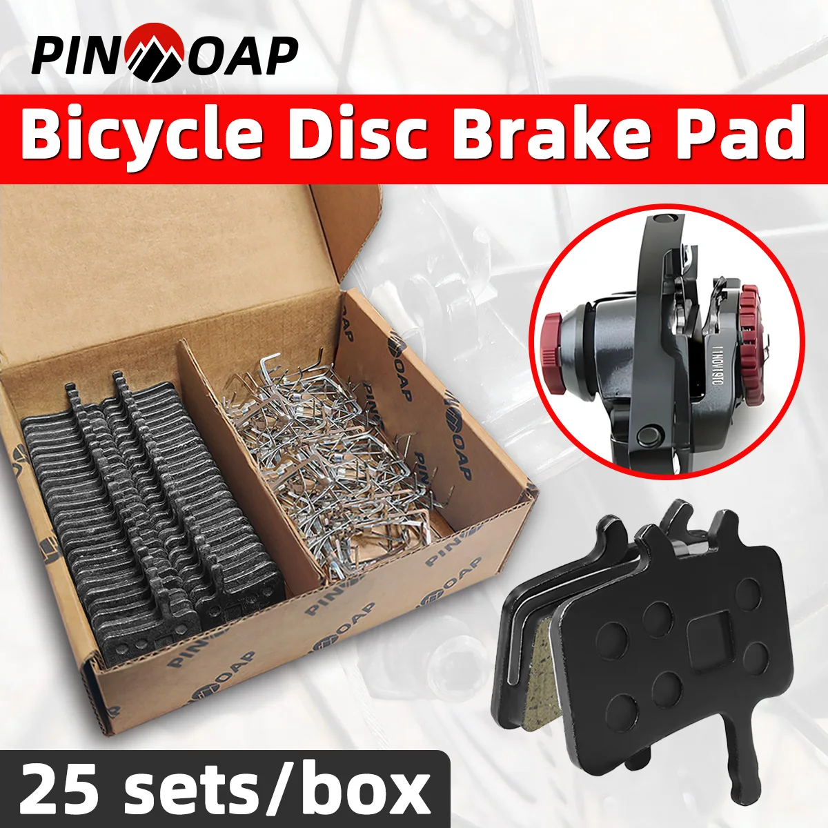 

PINMOAP 25 комплектов велосипедных тормозных колодок из смолы и полуметалла, высокоэффективные и износостойкие дисковые тормозные колодки.