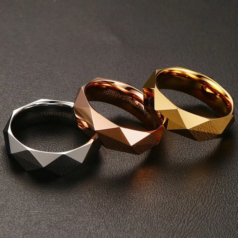 Three Colors Gold/Rose Gold Color Male Tungsten Carbide Ring Highly Polished Shining Wedding Engagement Party Ring for Men