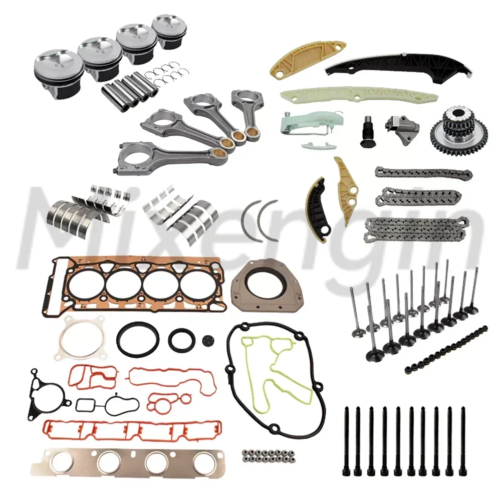 Engine Parts 1.8 2.0 L L4 TFSI TSI Fit Audi Skoda Seat Volkswagen EA888 Timing Chain Kit Gaskets Pistons Connecting Rods set