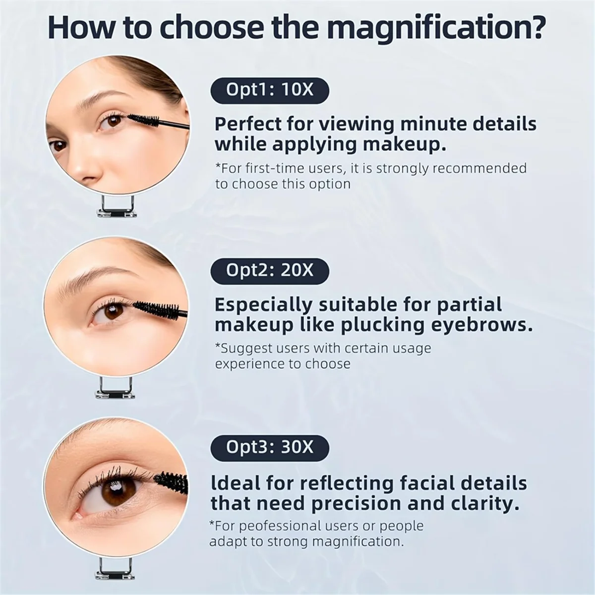 RISEN 30X Magnifying Mirror with Stand Tweezers Magnified Makeup Mirror with 3 Suction Cups for Grooming & Travel