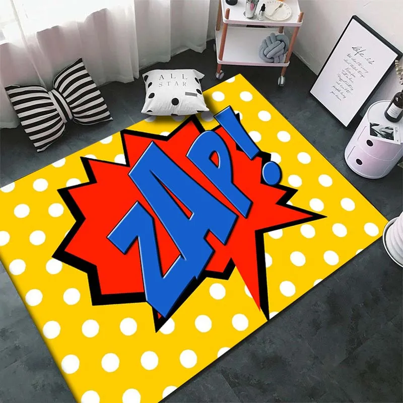 cartoon comic Rugs for Bedroom Children Play Mats Fluffy Floor Carpets Living Room Home Decoration Rugs Soft Velvet Mat Area Rug