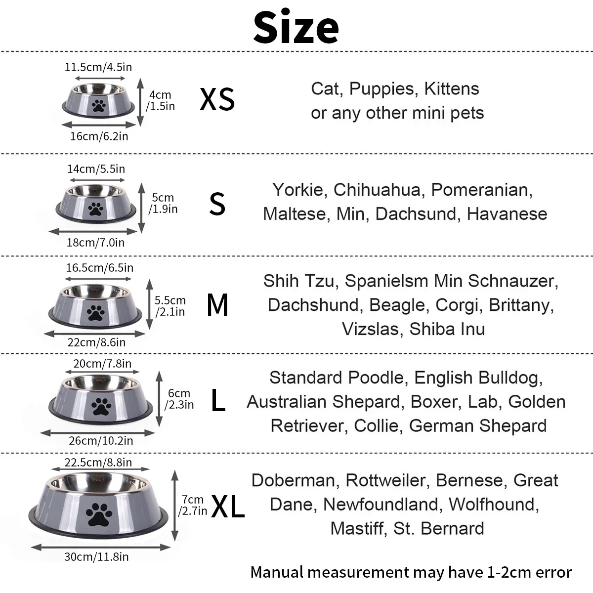 Stainless Steel Paw Print Dog Bowls Feeder Skidproof Anti-ant Shape Cat Dog Bowls Food Accessories Pet Supplies 5 Sizes 애완동물 그릇