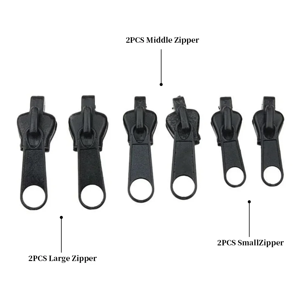 6pcs Instant Zipper Universal Instant Fix Zipper Repair Kit Replacement Zip Slider Teeth Rescue New Design for DIY Sew