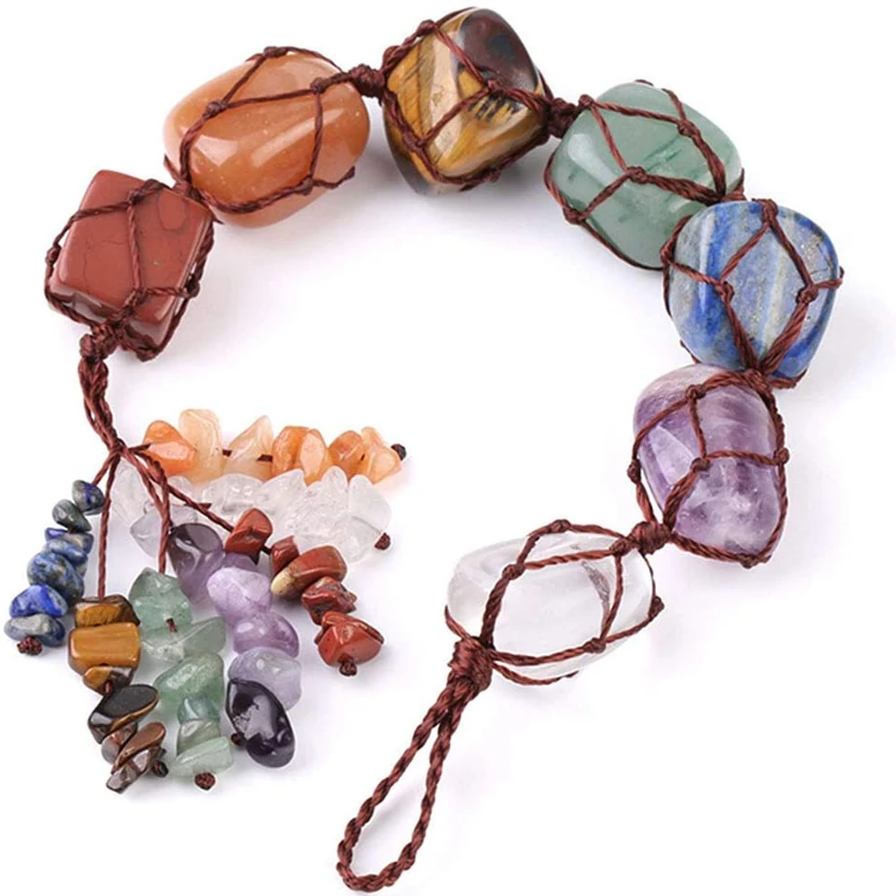Handmade 7 Chakra Tumbled Gemstone Crystal Window Car Decor Feng Shui Hanging Ornaments Spiritual Meditation Auto Interior Decor - Image 4