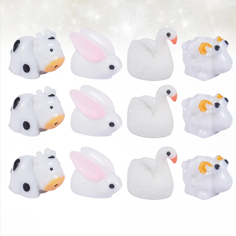 

20pcs Resin 3D Animal Micro Landscape Decor Diy Phone Case Accessories Rabbit Swan Sheep Cow Statues Gift Resin