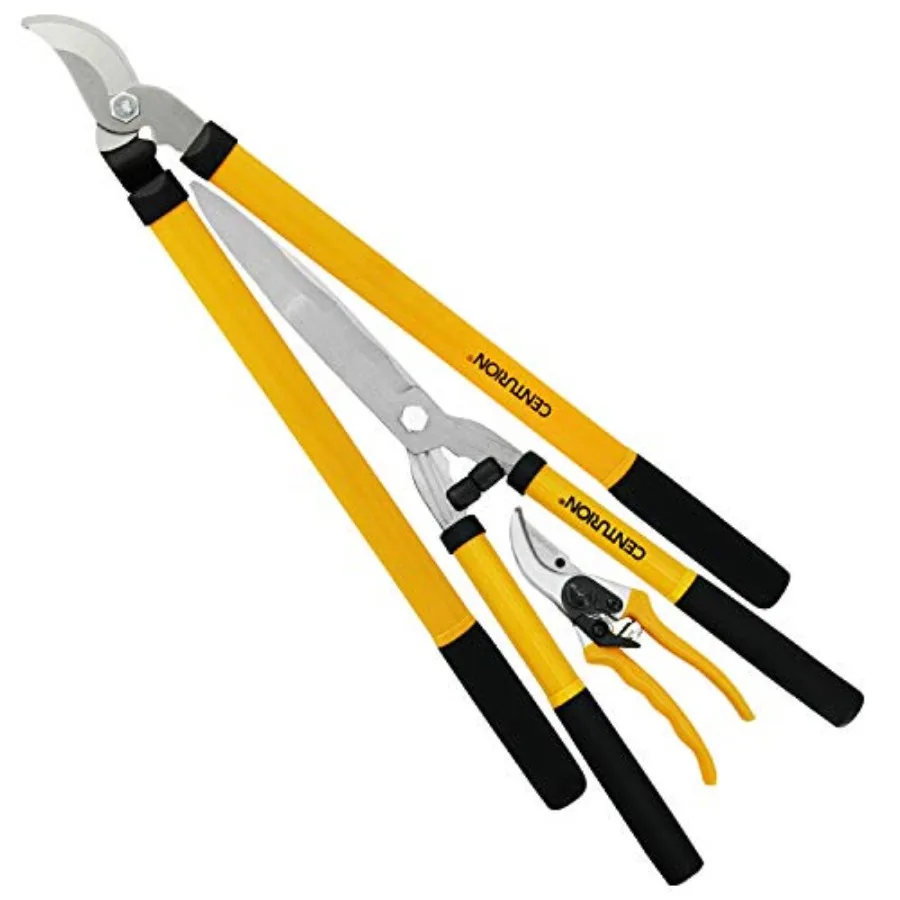 1222 3-Piece Lopper Hedge Shear and Pruner Combo Set Heavy Duty Tree Shrub and Bush Care Kit for Lawn Garden and Yard Ideal for