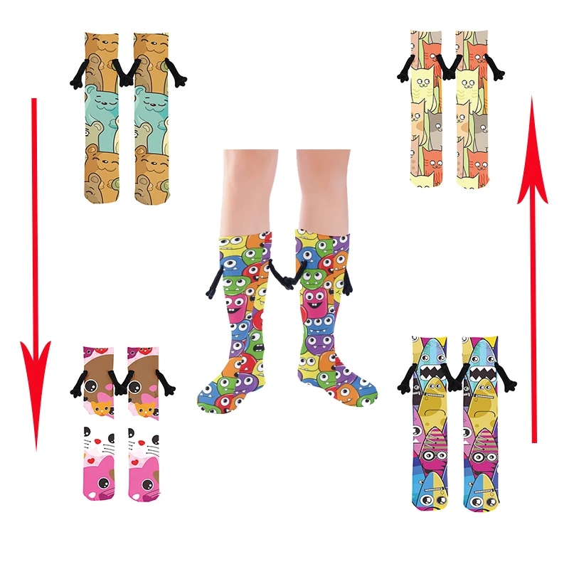 

Funny holding hands socks unisex romantic art socks fashion personality comfortable women's socks holiday gifts