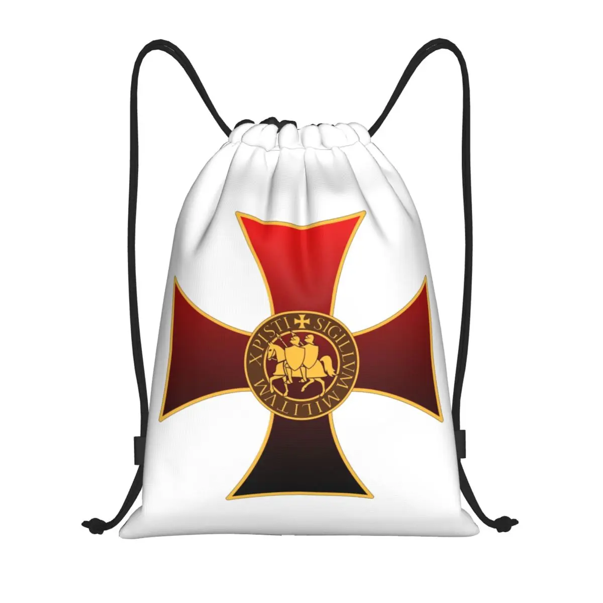 Knights Templar Seal Cross Drawstring Bag Men Portable Gym Sports Sackpack Medieval Crusader Warrior Training Storage Backpacks