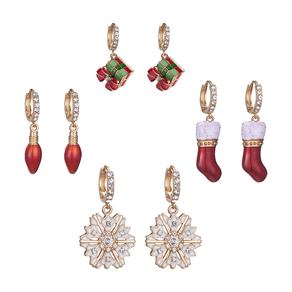 

4Pairs Christmas Earrings Trendy Xmas Ear Rings Make You More Attractive Christmas Earring Ear Ornament Earring