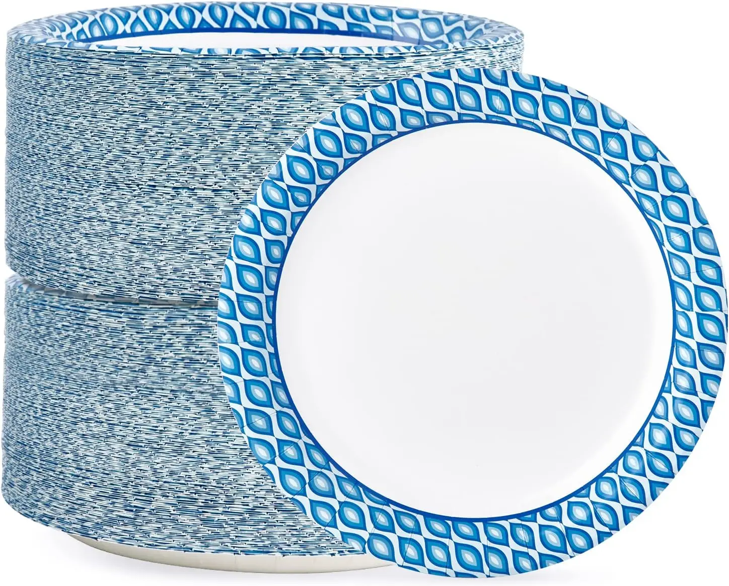 

8.375 Inch Disposable Paper Plates, 300 Count Soak and Cut Proof Printed Plates for Daily Use, Parties, Picnic