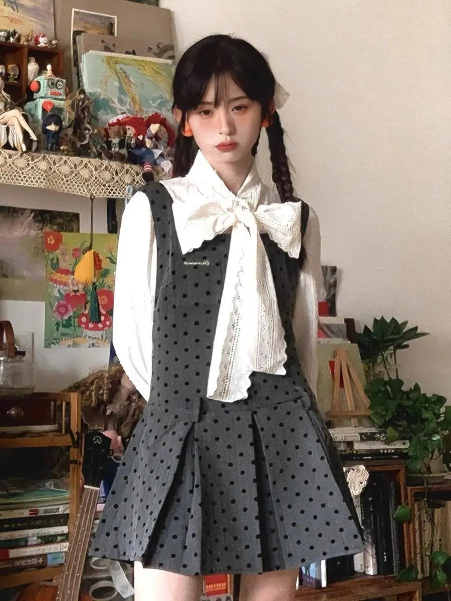 

Miu Sle irt Dr Set Women's Autumn Winter Korean Sweet Gored Skirt Faionable Ensemble College Sle Clothing Set