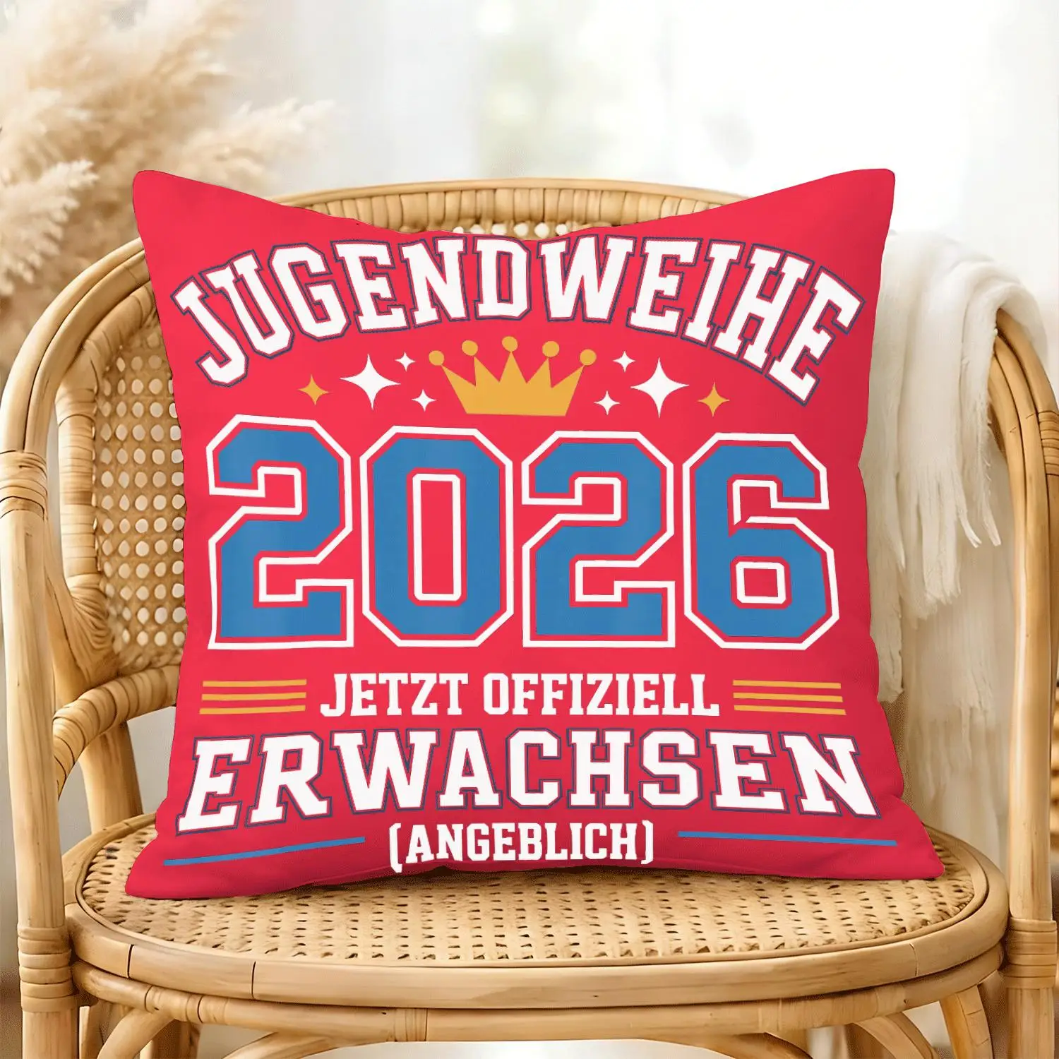 1pc Jugendweihe 2026 Throw Pillow Cover, Perfect Keepsake Gift for Boys & Girls, Home Decor for Teen Celebration
